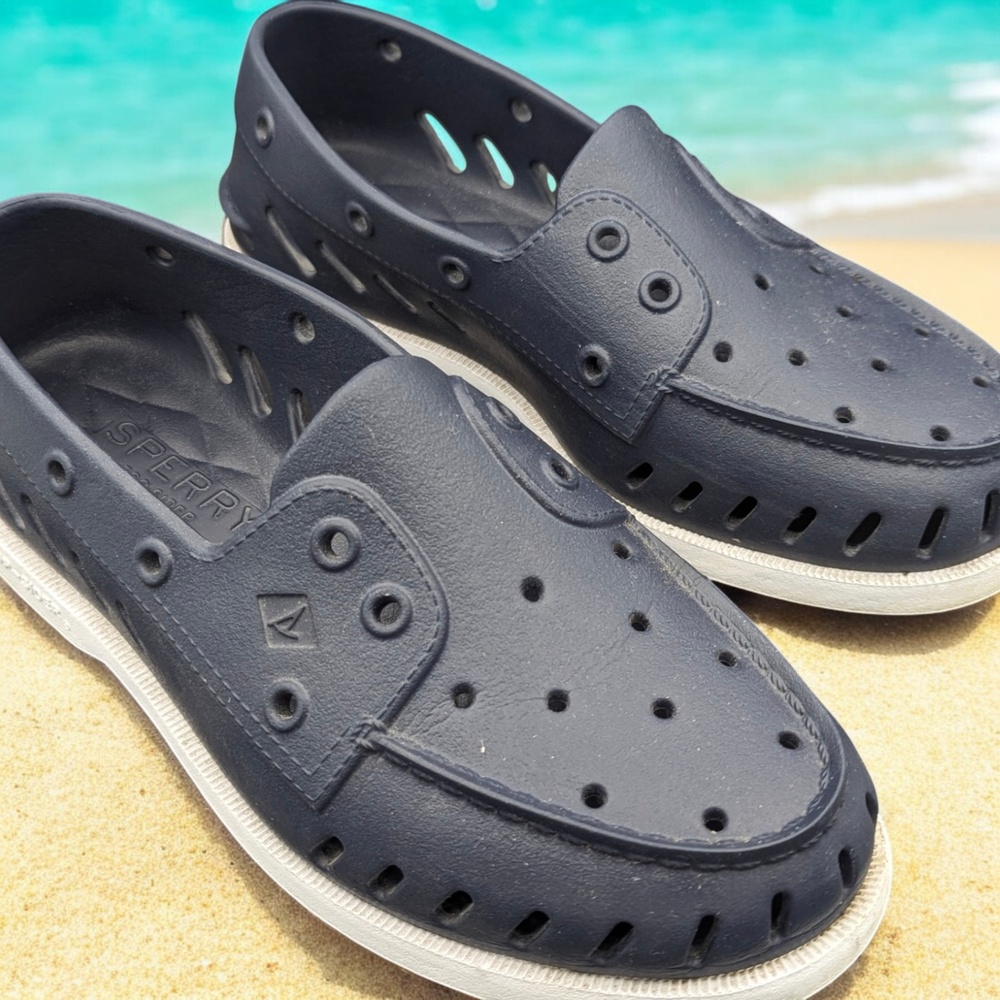 Sperry Top-Sider Boat Float Non Marking Slip On Loafers‎ Blue White  Shoes 6